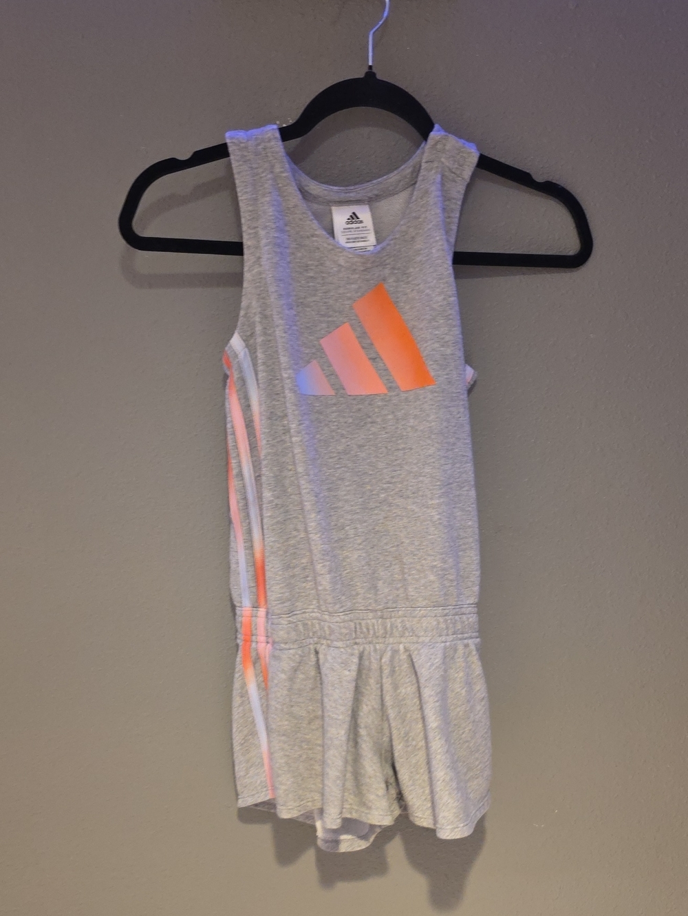 adidas Girls' Light Gray Romper with Coral Logo